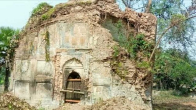 নওগাঁয় ঝোপ-জঙ্গল পরিষ্কার করার সময় মুঘল আমলের একটি মসজিদের সন্ধান মিলেছে