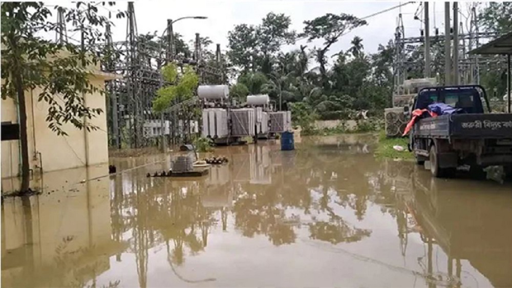 সিলেটের কুমারগাঁও গ্রিড উপকেন্দ্রে বন্যার পানি উঠেছে- ছবি সংগৃহীত