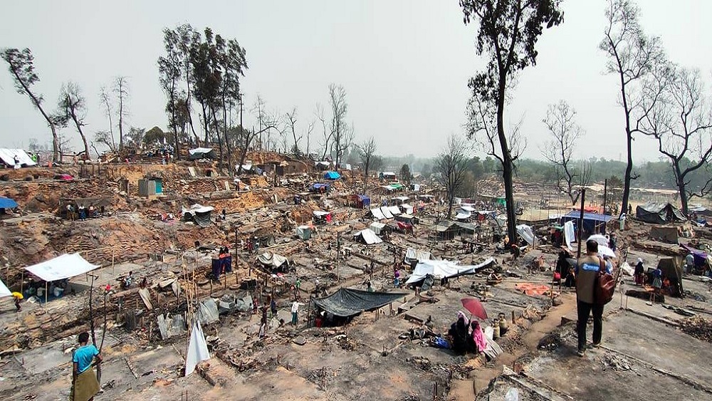 আগুনে পুড়ে যাওয়া কক্সবাজারের উখিয়ার বালুখালী রোহিঙ্গা শিবিরের বর্তমান অবস্থা