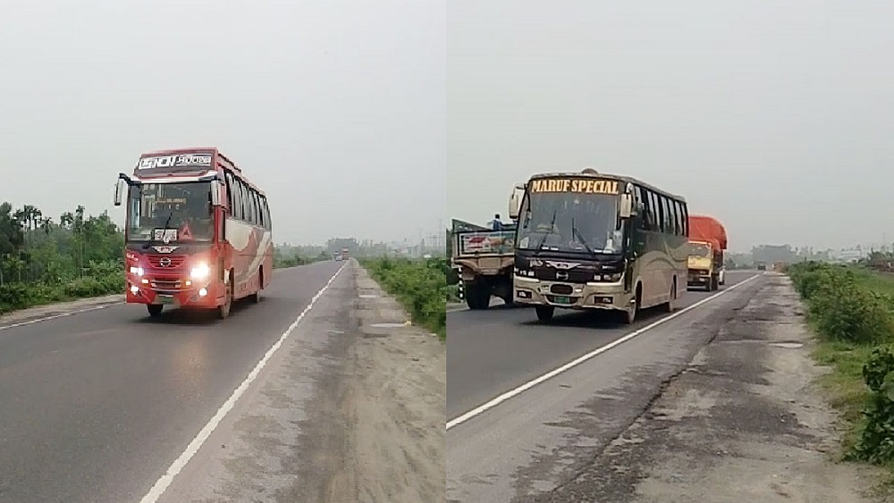 কঠোর লকডাউনের মধ্যেই ঢাকা-টাঙ্গাইল মহাসড়‌কে চলছে যাত্রীবা‌হী বাস-ছবি: সংগৃহীত 